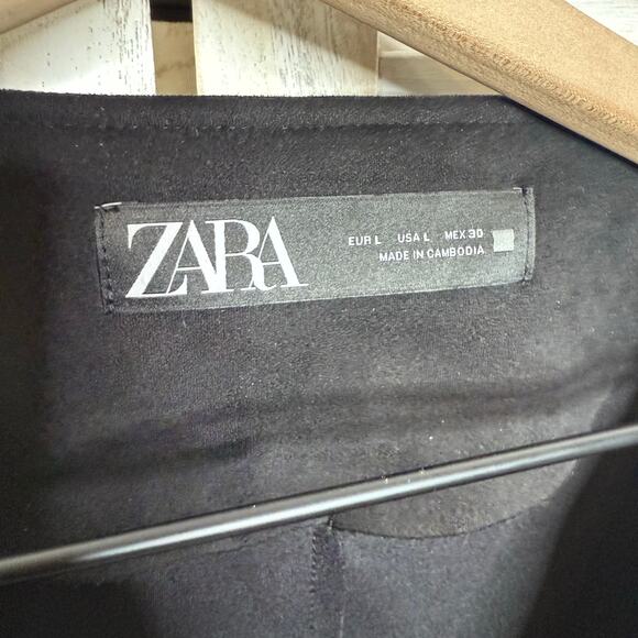 ZARA Women's L Combination Faux Suede Embroidered Jacket Boho Western Black - Picture 13 of 16